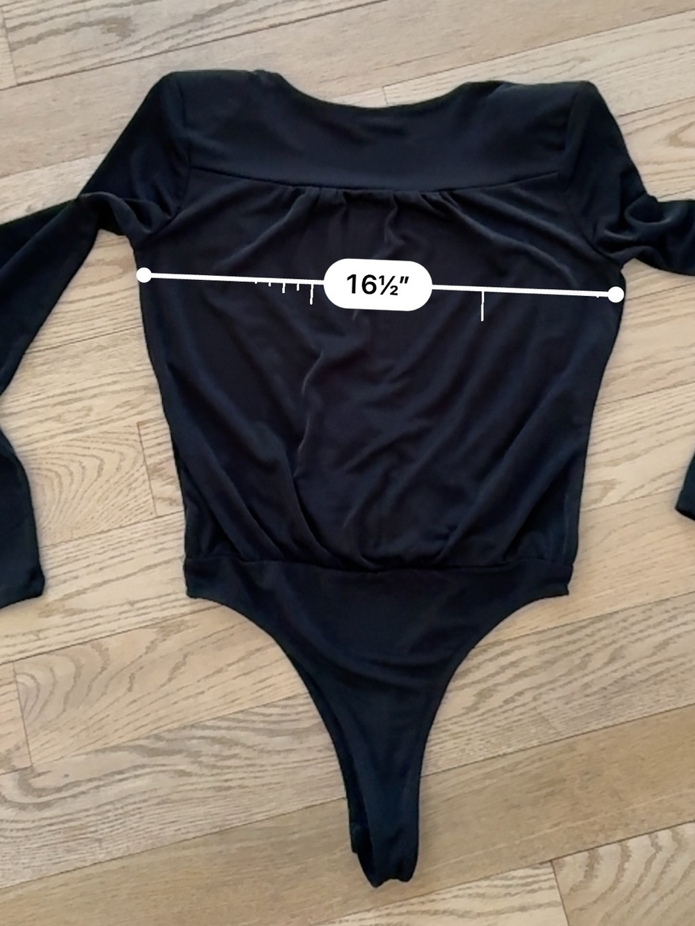 Black Long-Sleeve Wrap V Neck Bodysuit One Piece Medium - Picture 7 of 9